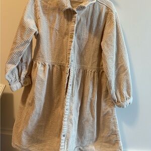 Zara Beige Striped Kids Dress 4/5